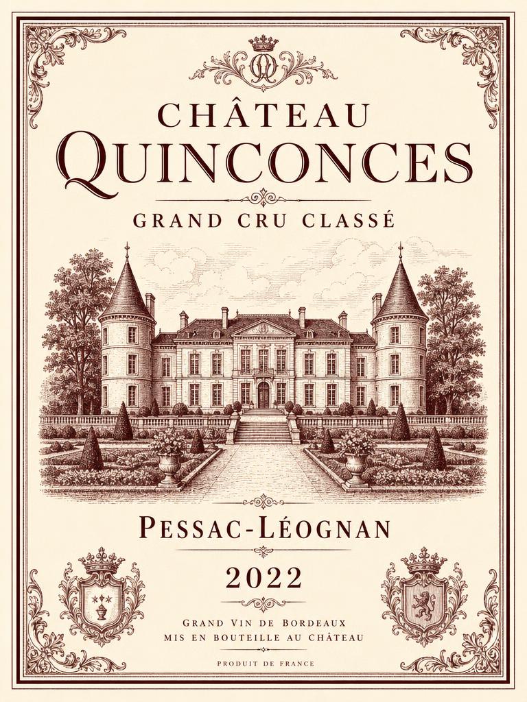 Étiquette Château Quinconces, Grand Cru Classé de Graves